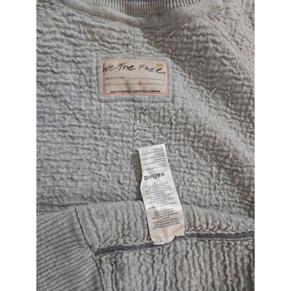FREE PEOPLE We The Free Grey Pullover Sweatshirt NWT sz L - Picture 11 of 11